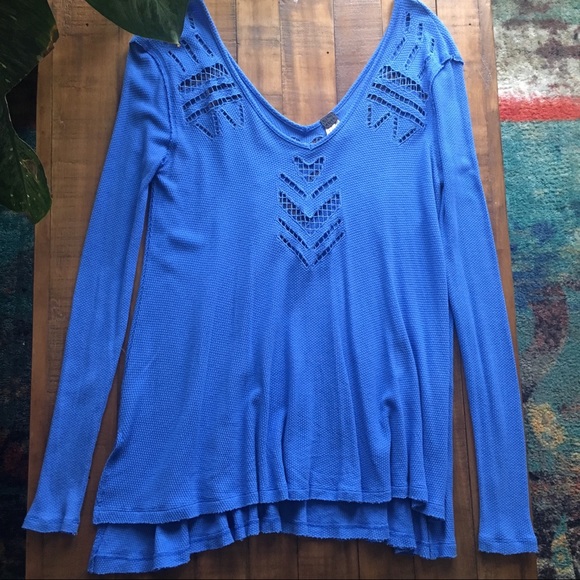 Free People Laser Cut Waffle Top - Picture 2 of 6